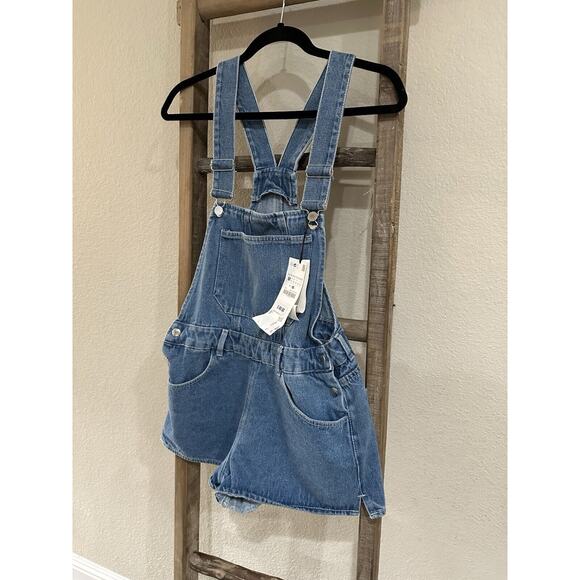 Zara Women’s Denim Short Overall Medium Blue - Picture 6 of 10